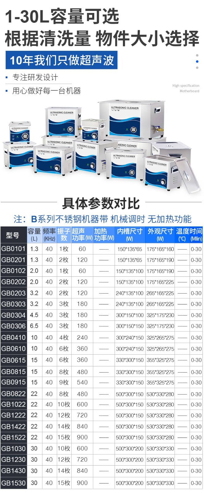冠博仕超聲波清洗機參數(shù)